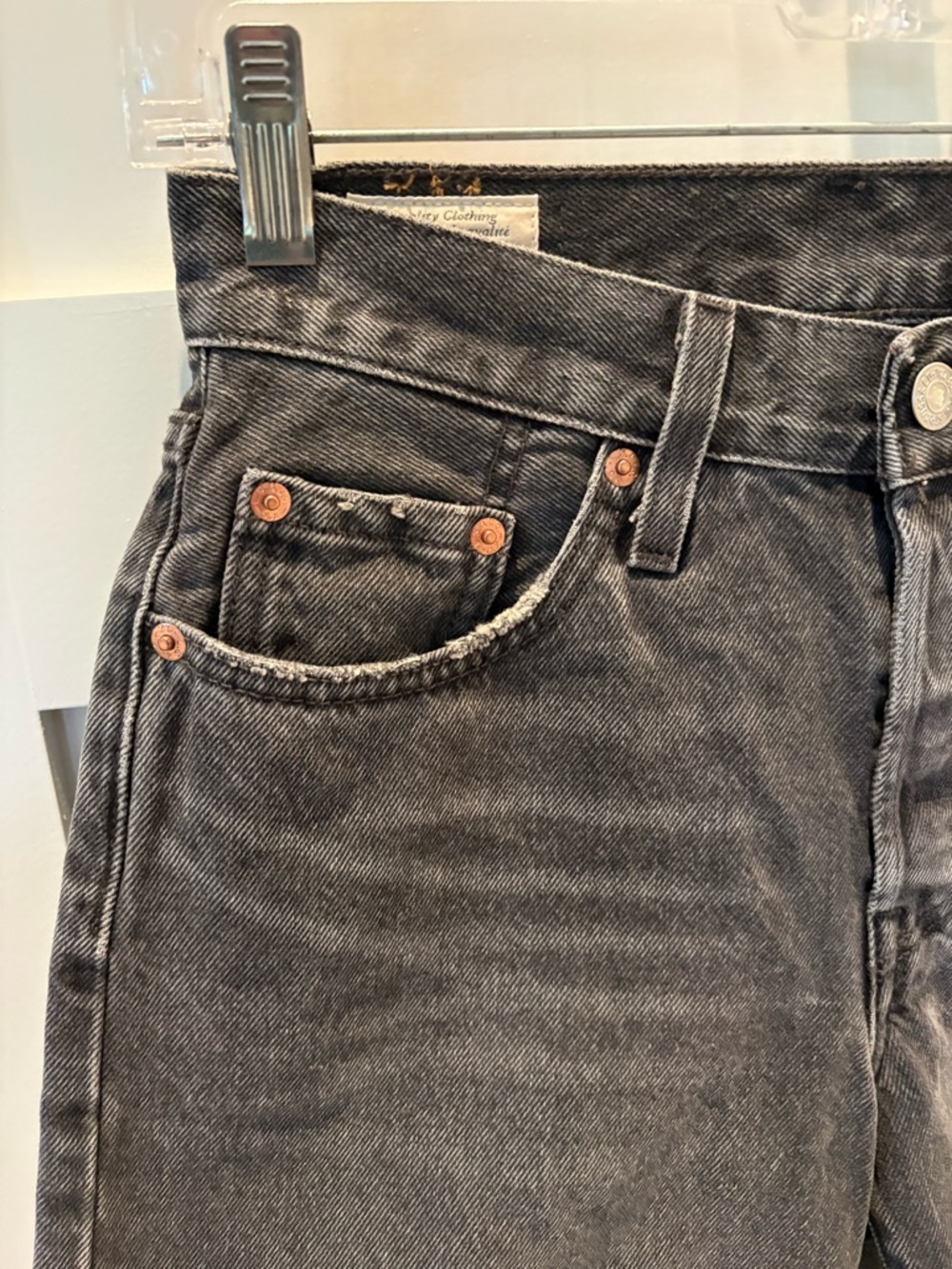 Levi's 501 90’s Women's Charcoal Black Denim Bermuda Shorts SZ 24 - Picture 7 of 10